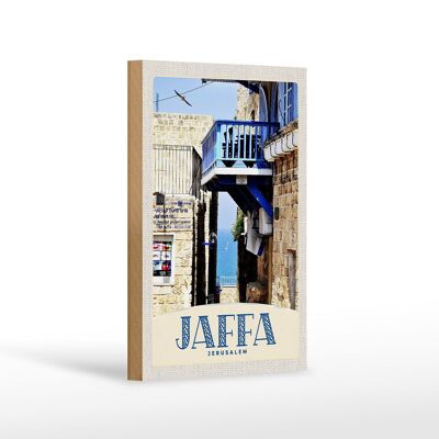 Cartel de madera viaje 12x18 cm Jaffa Jerusalén Israel ciudad mar