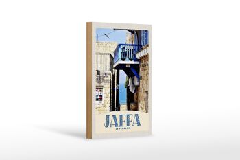 Panneau en bois voyage 12x18 cm Jaffa Jérusalem Israël ville mer 1