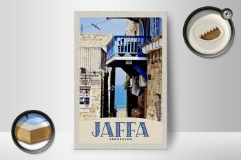 Panneau en bois voyage 12x18 cm Jaffa Jérusalem Israël ville mer 2