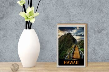Panneau en bois voyage 12x18 cm Île d'Hawaï plage palmiers nature 3