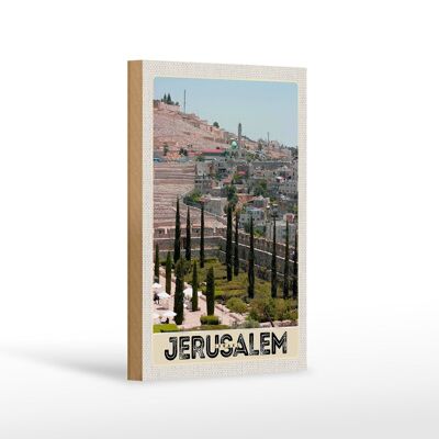 Cartel de madera viaje 12x18 cm decoración jardín ciudad Jerusalén Israel