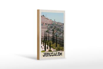 Panneau en bois voyage 12x18 cm décoration de jardin de ville de Jérusalem Israël 1