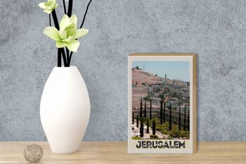 Panneau en bois voyage 12x18 cm décoration de jardin de ville de Jérusalem Israël 3