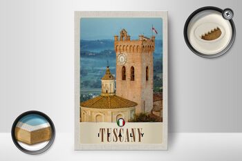 Panneau de voyage en bois 12x18cm, panneau de tour d'église Toscane Italie 2