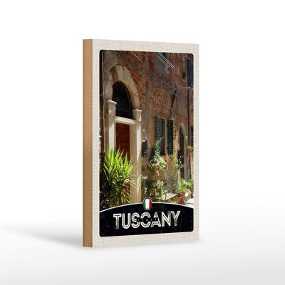 Holzschild Reise 12x18cm Toskana Italien Gebäude Pflanzen Dekoration