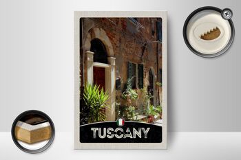 Panneau en bois voyage 12x18cm Toscane Italie bâtiment plantes décoration 2