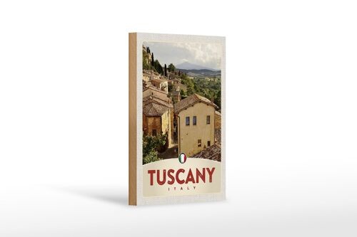 Holzschild Reise 12x18cm Toskana Italien Häuser Überblick Dekoration