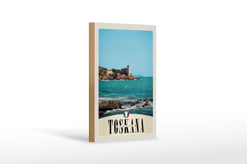 Holzschild Reise 12x18 cm Toskana Italien Häuser Meer Dekoration