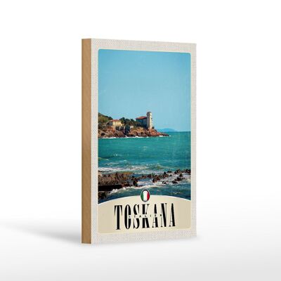 Cartel de madera viaje 12x18 cm Toscana Italia casas mar decoración