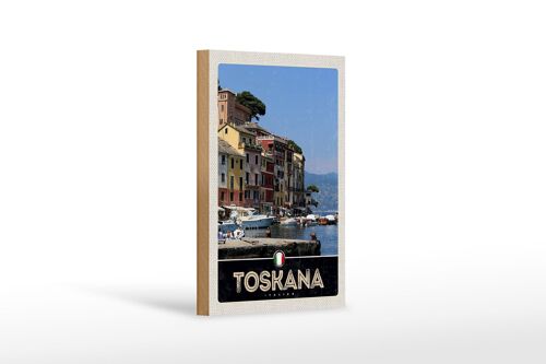 Holzschild Reise 12x18 cm Toskana Italien Gebäude Meer Dekoration