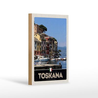 Cartel de madera viaje 12x18cm decoración agua puerto Toscana Italia