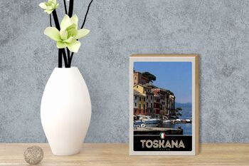 Panneau en bois voyage 12x18cm Toscane Italie décoration d'eau du port 3