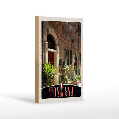 Cartello da viaggio in legno 12x18 cm Toscana Italia edificio natura decorazione
