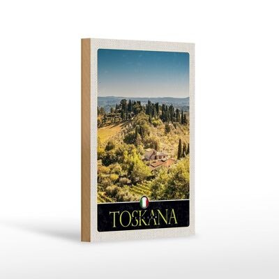 Cartello in legno da viaggio 12x18 cm Toscana Italia natura campi vinicoli