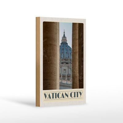 Cartel de madera viaje 12x18 cm Arquitectura del edificio de la Ciudad del Vaticano