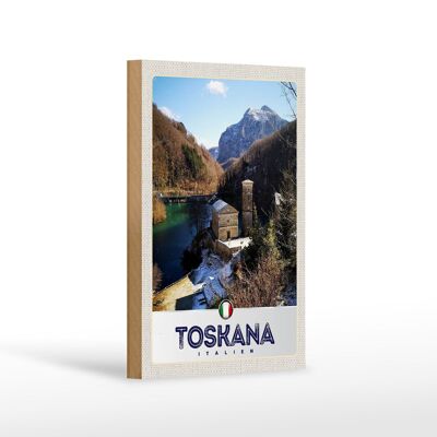 Holzschild Reise 12x18 cm Toskana Italien Architektur Berge