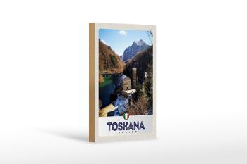 Panneau en bois voyage 12x18 cm Toscane Italie architecture montagnes 1