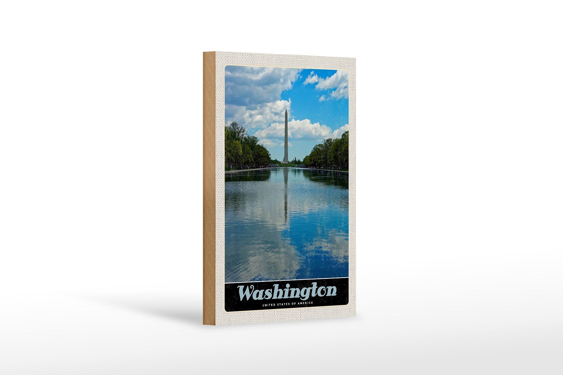 Targa in legno da viaggio 12x18 cm Washington USA America Poromac