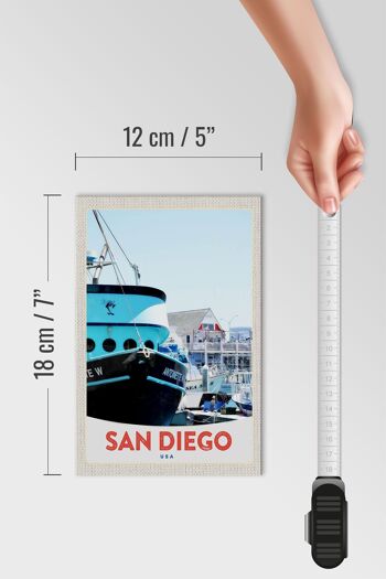 Panneau en bois voyage 12x18 cm San Diego USA Amérique Yacht Mer 4