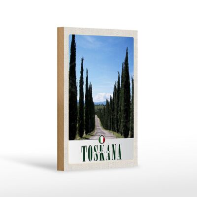 Cartel de madera viaje 12x18 cm Toscana Italia árboles pradera naturaleza