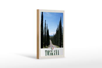 Panneau en bois voyage 12x18 cm Toscane Italie arbres prairie nature 1