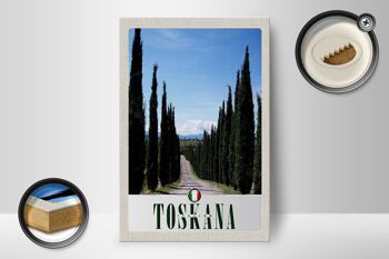 Panneau en bois voyage 12x18 cm Toscane Italie arbres prairie nature 2