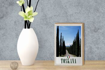 Panneau en bois voyage 12x18 cm Toscane Italie arbres prairie nature 3