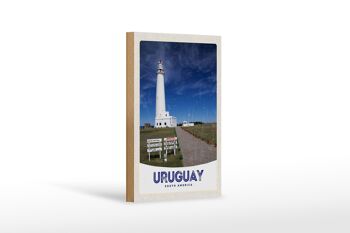 Panneau en bois voyage 12x18 cm Uruguay Amérique USA phare 1