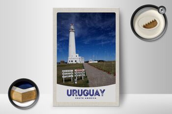 Panneau en bois voyage 12x18 cm Uruguay Amérique USA phare 2