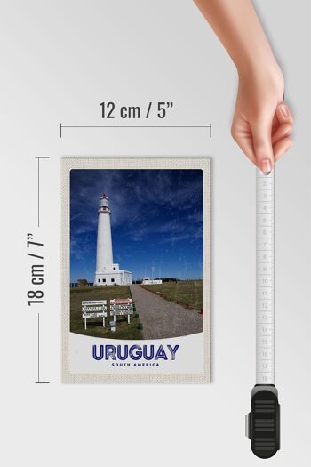 Panneau en bois voyage 12x18 cm Uruguay Amérique USA phare 4