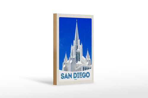 Holzschild Reise 12x18 cm San Diego USA Amerika Architektur