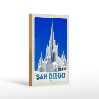 Cartello in legno da viaggio 12x18 cm San Diego USA America architettura