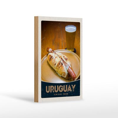 Cartel de madera viaje 12x18 cm Uruguay Sudamérica Comida Típica