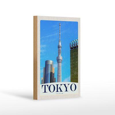 Cartello da viaggio in legno 12x18 cm Decorazione asiatica del grattacielo della città di Tokyo