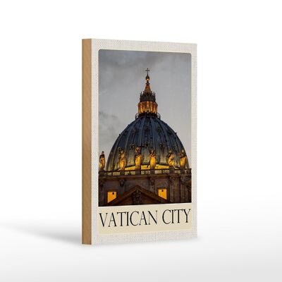 Cartel de madera viaje 12x18 cm arquitectura vaticana iglesia vacaciones