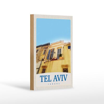 Cartel de madera de viaje 12x18 cm Tel Aviv Israel decoración del edificio de la ciudad