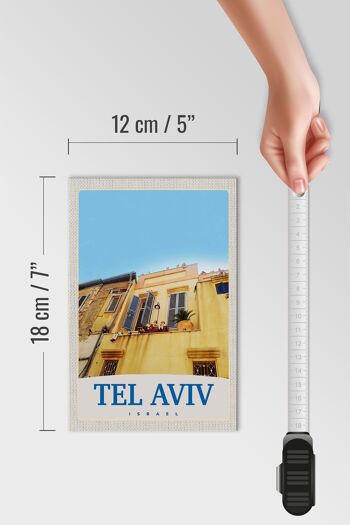 Panneau en bois voyage 12x18 cm, décoration de bâtiment de ville de Tel Aviv Israël 4
