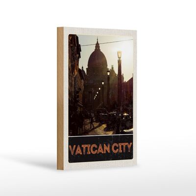 Cartello in legno da viaggio 12x18 cm Architettura della Chiesa della Città del Vaticano