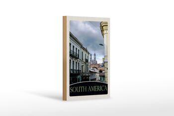 Panneau en bois voyage 12x18 cm architecture d'église d'Amérique du Sud 1