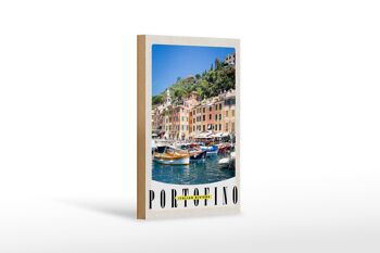 Panneau en bois voyage 12x18 cm Portofino Italie Riviera Mer 1