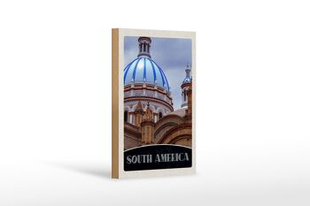 Panneau en bois voyage 12x18 cm bâtiment architecture Amérique du Sud 1