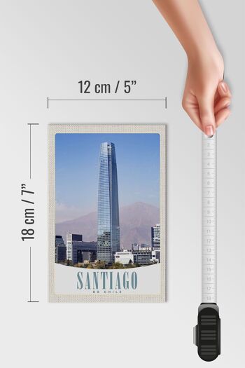 Panneau en bois voyage 12x18 cm Santiago du Chili Amérique gratte-ciel 4