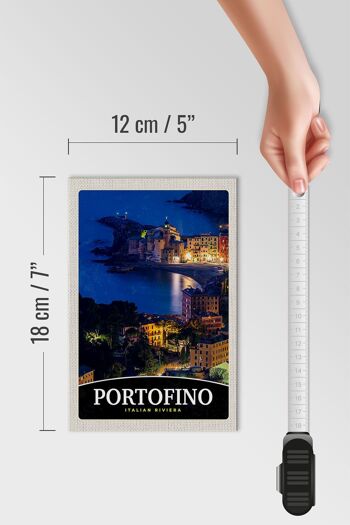 Panneau en bois voyage 12x18 cm Portofino Italie Riviera soirée 4