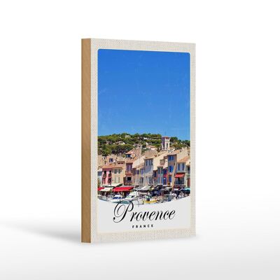 Holzschild Reise 12x18 cm Provence Frankreich Boote Stadt