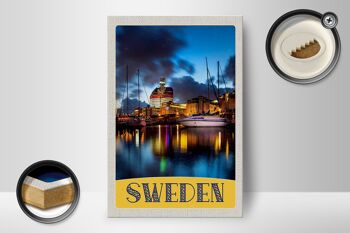 Panneau en bois voyage 12x18 cm Suède bateaux bâtiments décoration mer 2