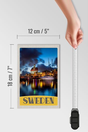 Panneau en bois voyage 12x18 cm Suède bateaux bâtiments décoration mer 4