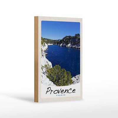 Holzschild Reise 12x18 cm Provence Frankreich Meer Gebirge