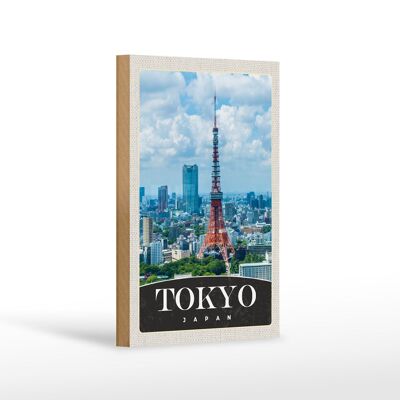 Holzschild Reise 12x18 cm Tokio Stadt Japan Asien Stadt Dekoration
