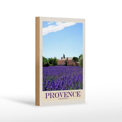 Cartel de madera viaje 12x18 cm Provenza Francia casa natural violeta