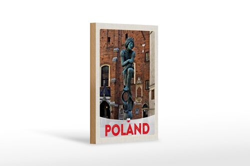 Holzschild Reise 12x18 cm Polen Europa Skulptur Altstadt